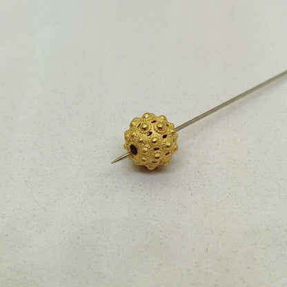 18k Yellow Gold Sphere Fancy Spiky Round Beads 10mm - Kanika Creations