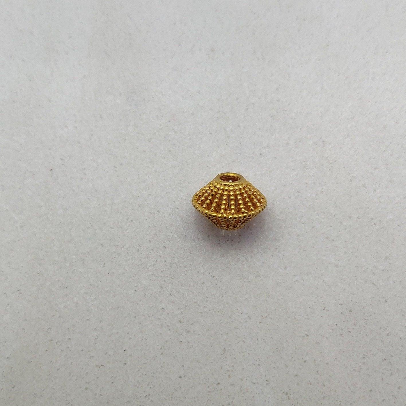 18K Solid Yellow Gold Bicone Acrylic Round Beads 1.9mm - Kanika Creations