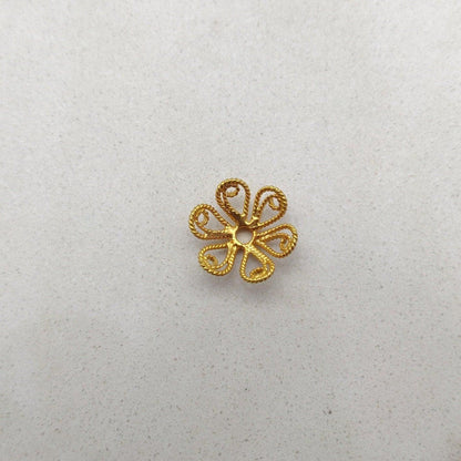 18k Yellow Gold Filigree Flower Beads Caps DIY Craft 12mm - Kanika Creations