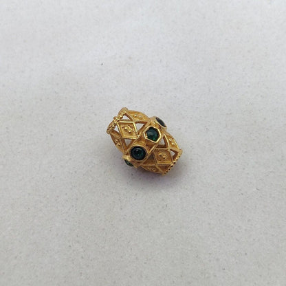 18k Yellow Gold Marquise Spacer Beads with Stone Inlay - 11X8 mm - Kanika Creations