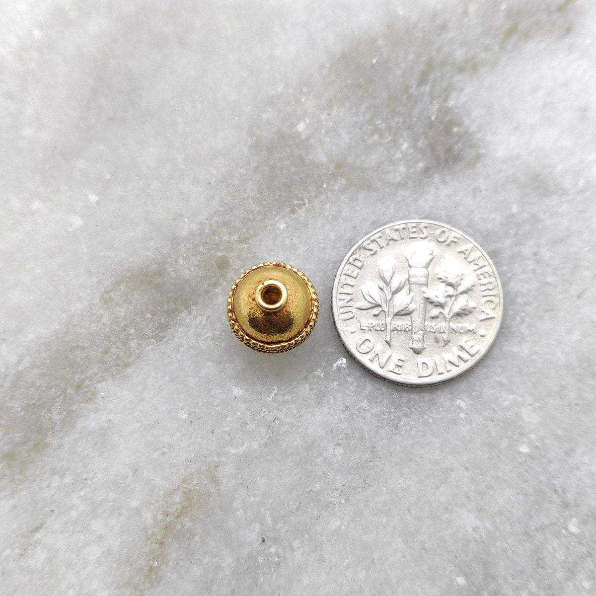 Handmade 18k Yellow Gold Filled Textured Style Round Beads Spacer Findings, 6mm Size | KC1070 - Kanika Creation - Kanika Creations