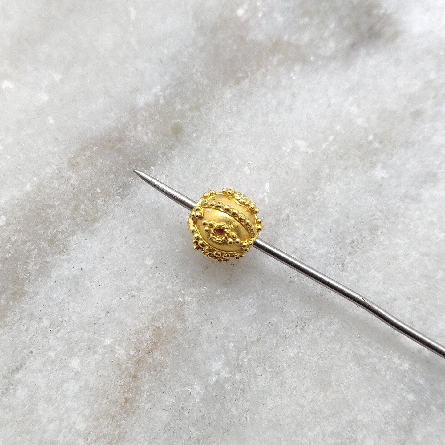 18k Solid Yellow Gold Ball Spacer Beads 7.5mm DIY Craft - Kanika Creations