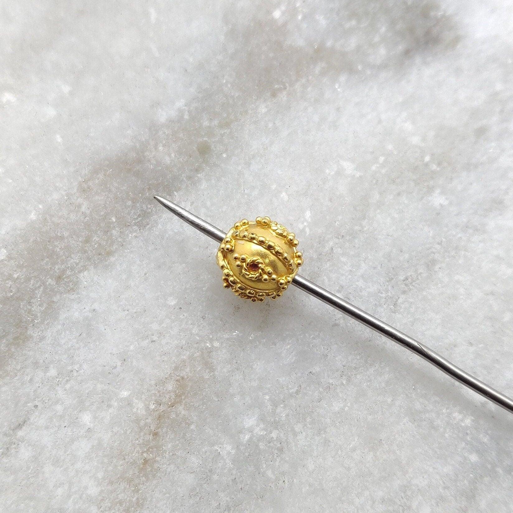 18k Solid Yellow Gold Ball Spacer Beads 7.5mm DIY Craft - Kanika Creations