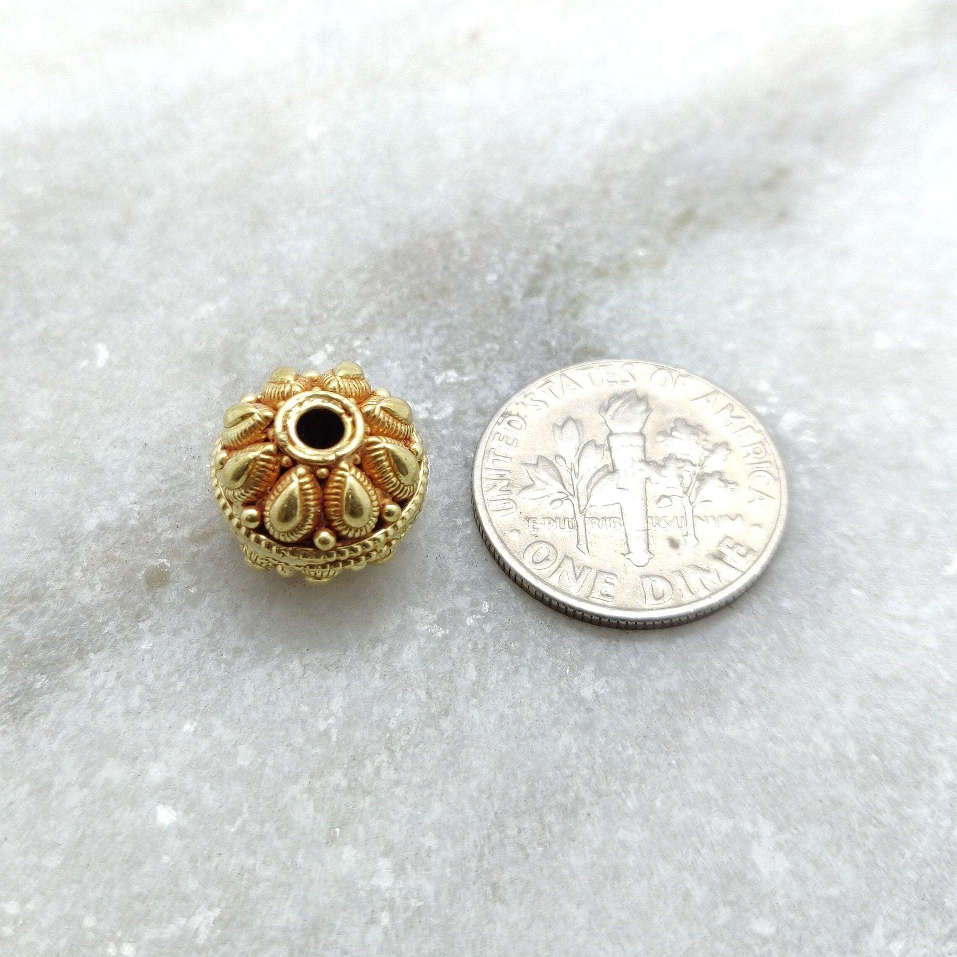 18k Solid Yellow Gold 7mm Round Gold Beads - Kanika Creations