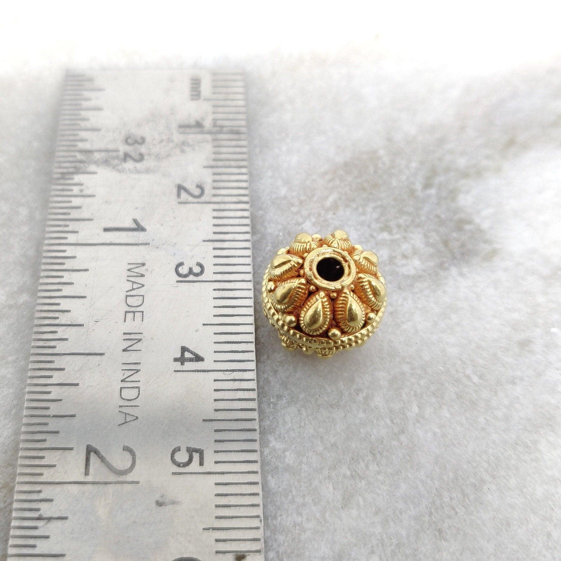 18k Solid Yellow Gold 7mm Round Gold Beads - Kanika Creations