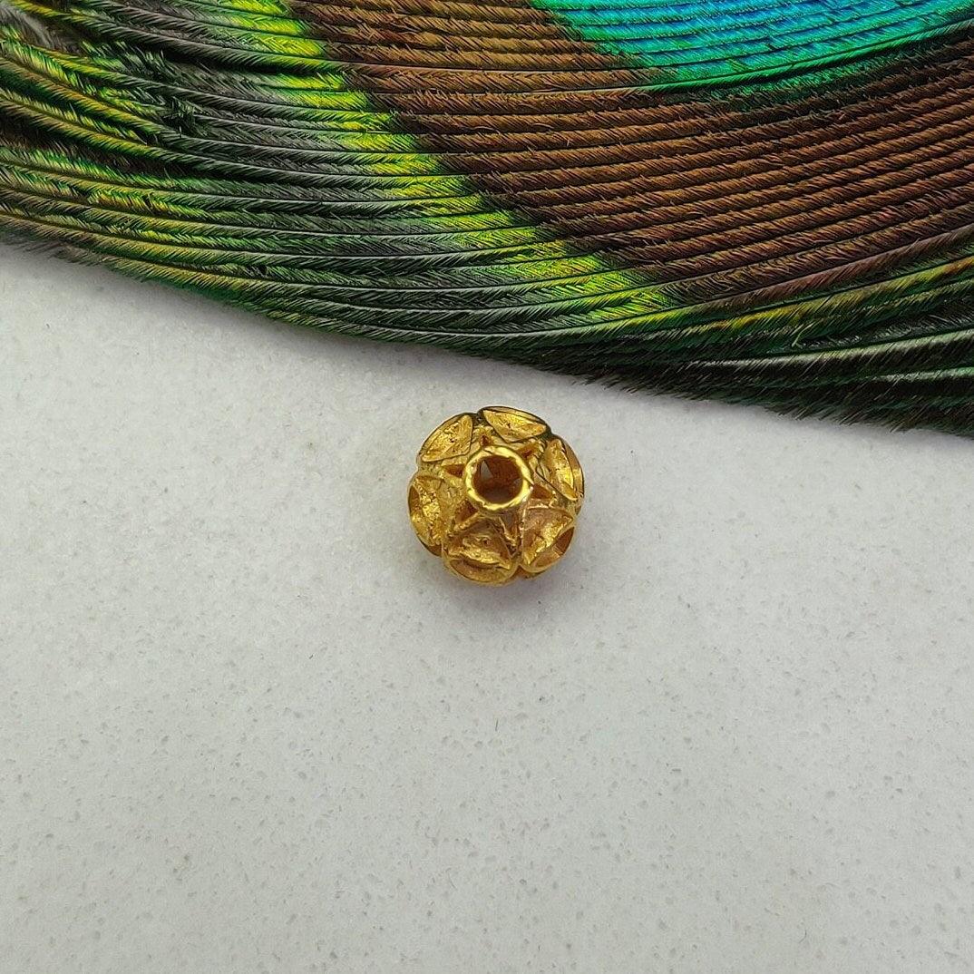 18k Solid Yellow Gold Round Spacer 8mm Beads - Kanika Creations