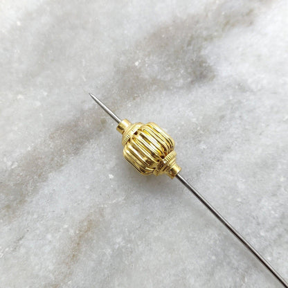 18k Solid Yellow Gold Tube Spacer Beads 17x10.5mm - Kanika Creations