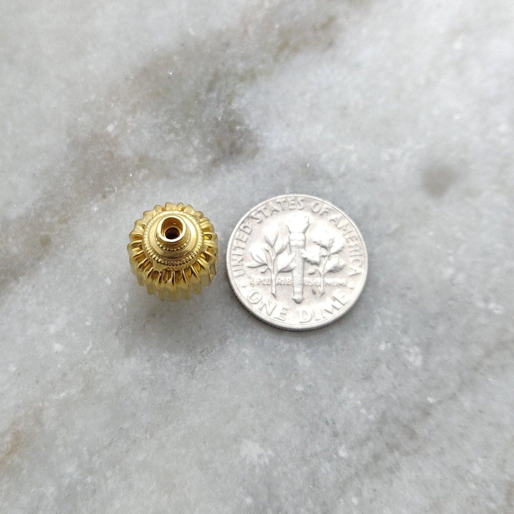 18k Solid Yellow Gold Tube Spacer Beads 17x10.5mm - Kanika Creations