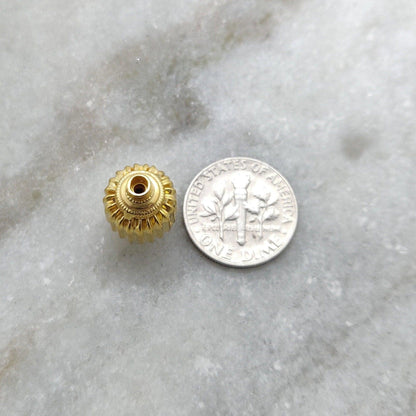 18k Solid Yellow Gold Tube Spacer Beads 17x10.5mm - Kanika Creations