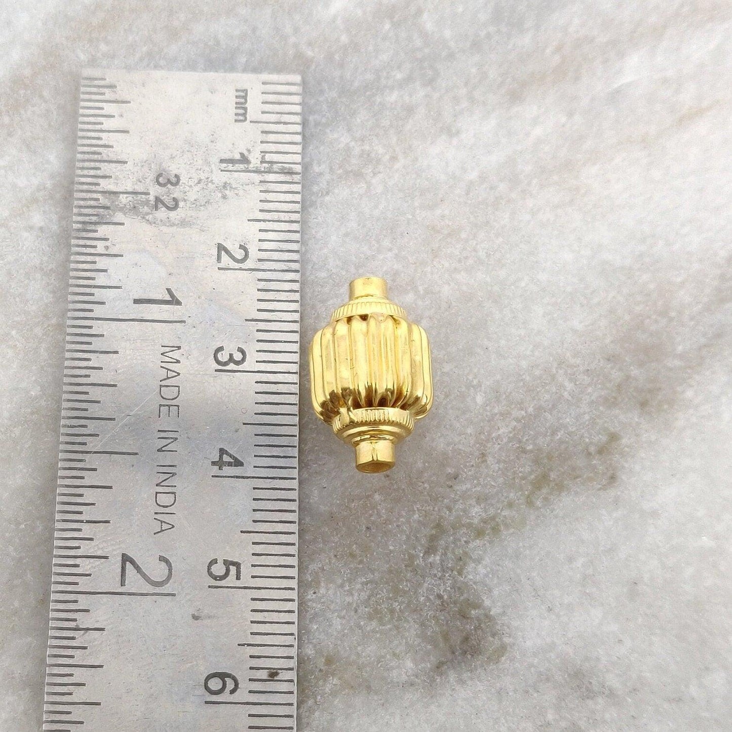 18k Solid Yellow Gold Tube Spacer Beads 17x10.5mm - Kanika Creations