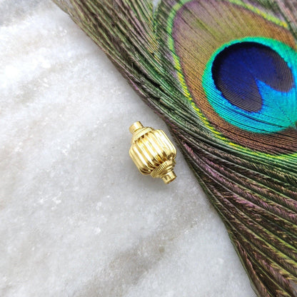 18k Solid Yellow Gold Tube Spacer Beads 17x10.5mm - Kanika Creations