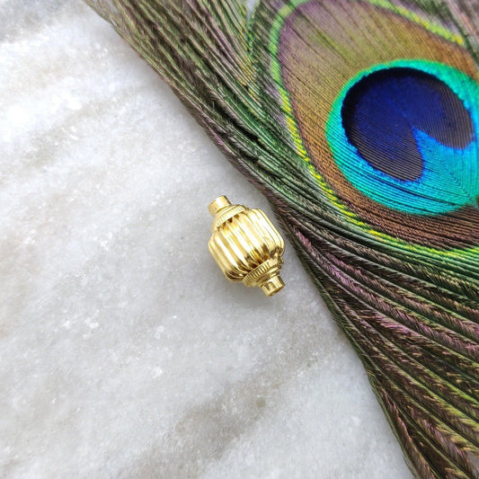 18k Solid Yellow Gold Tube Spacer Beads 17x10.5mm - Kanika Creations