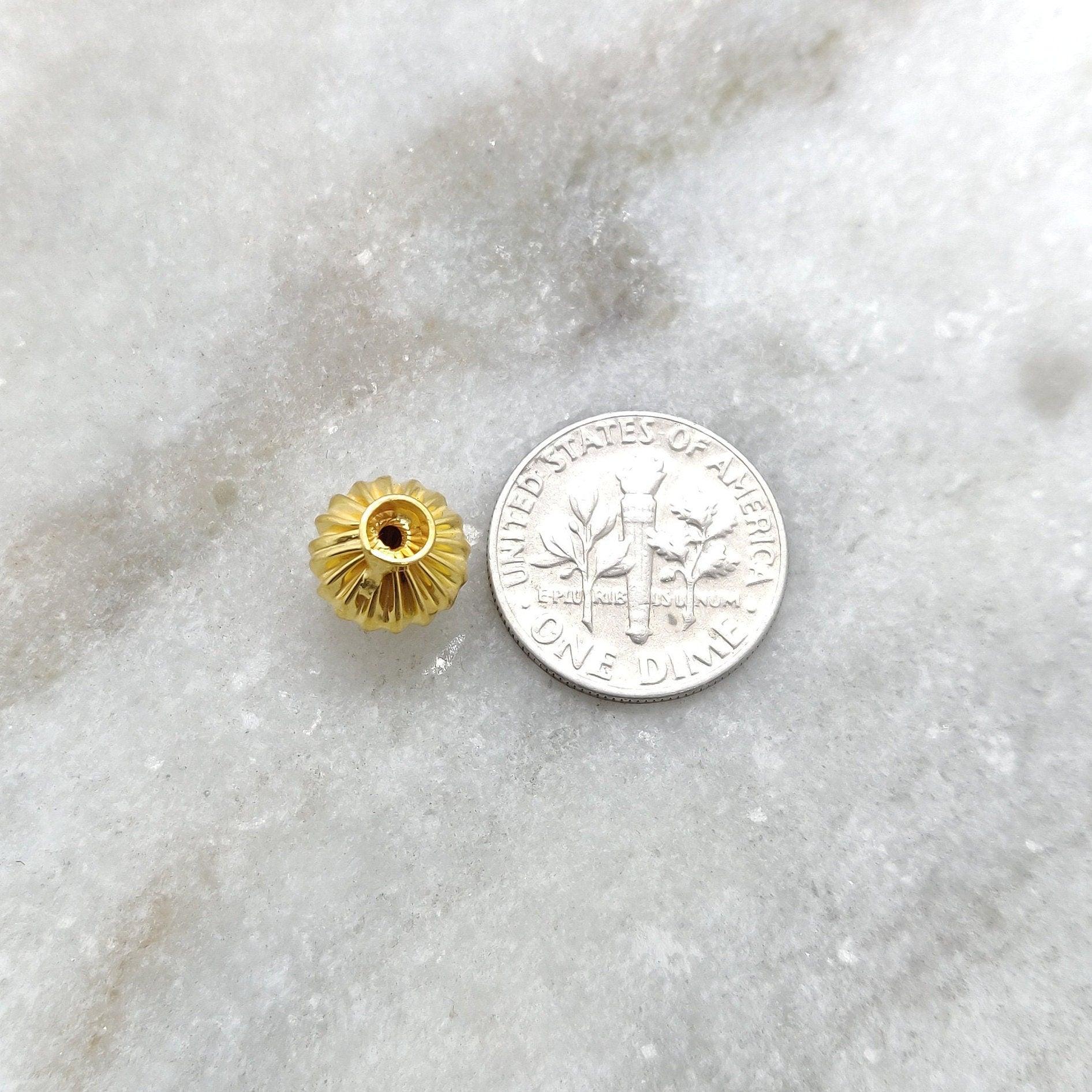 18K Solid Yellow Gold Spacer Ball Beads-10X9 MM - Kanika Creations