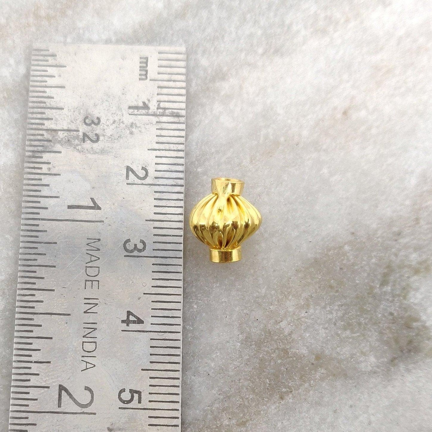 18K Solid Yellow Gold Spacer Ball Beads-10X9 MM - Kanika Creations