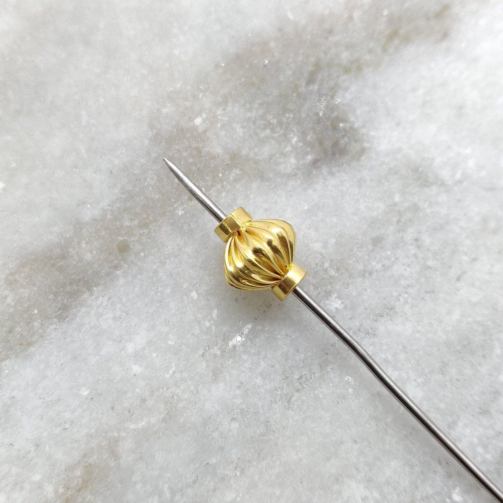 18K Solid Yellow Gold Spacer Ball Beads-10X9 MM - Kanika Creations