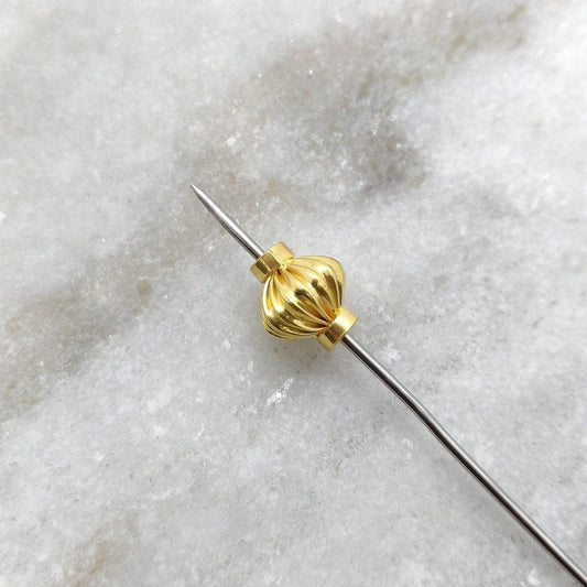18K Solid Yellow Gold Spacer Ball Beads-10X9 MM - Kanika Creations