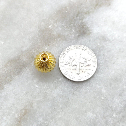 18k Solid Yellow Gold Round Spacer Beads 7x10mm - Kanika Creations