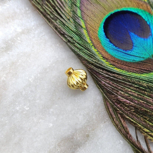 18k Solid Yellow Gold Round Spacer Beads 7x10mm - Kanika Creations