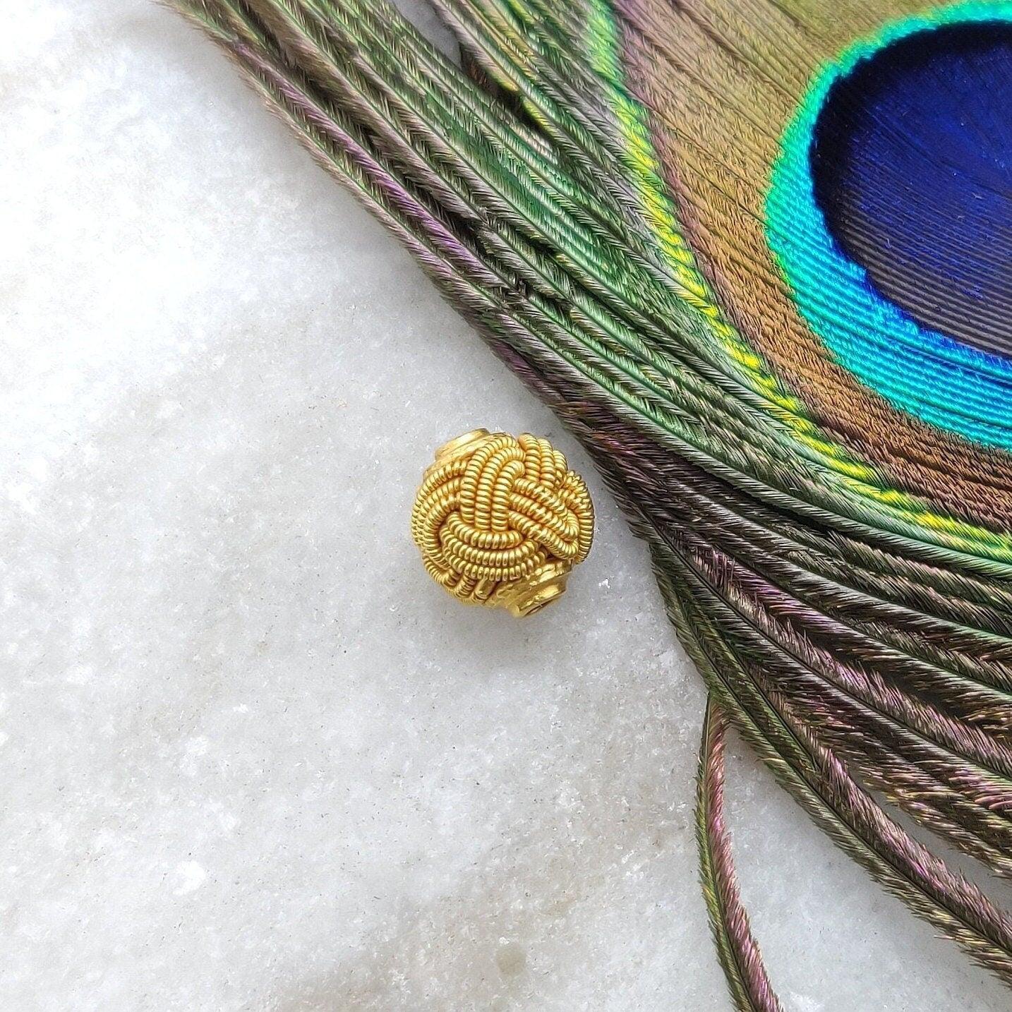 18K Solid Yellow Gold Vintage Knot Spacer Beads 9.5x9mm - Kanika Creations