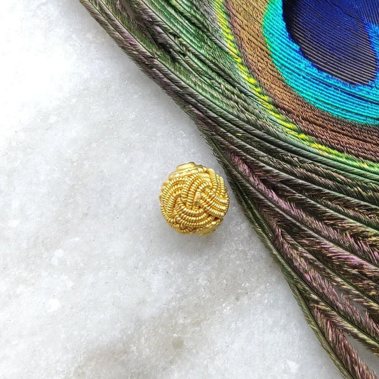 18K Solid Yellow Gold Knot Spacer Beads 9.5x8mm - Kanika Creations