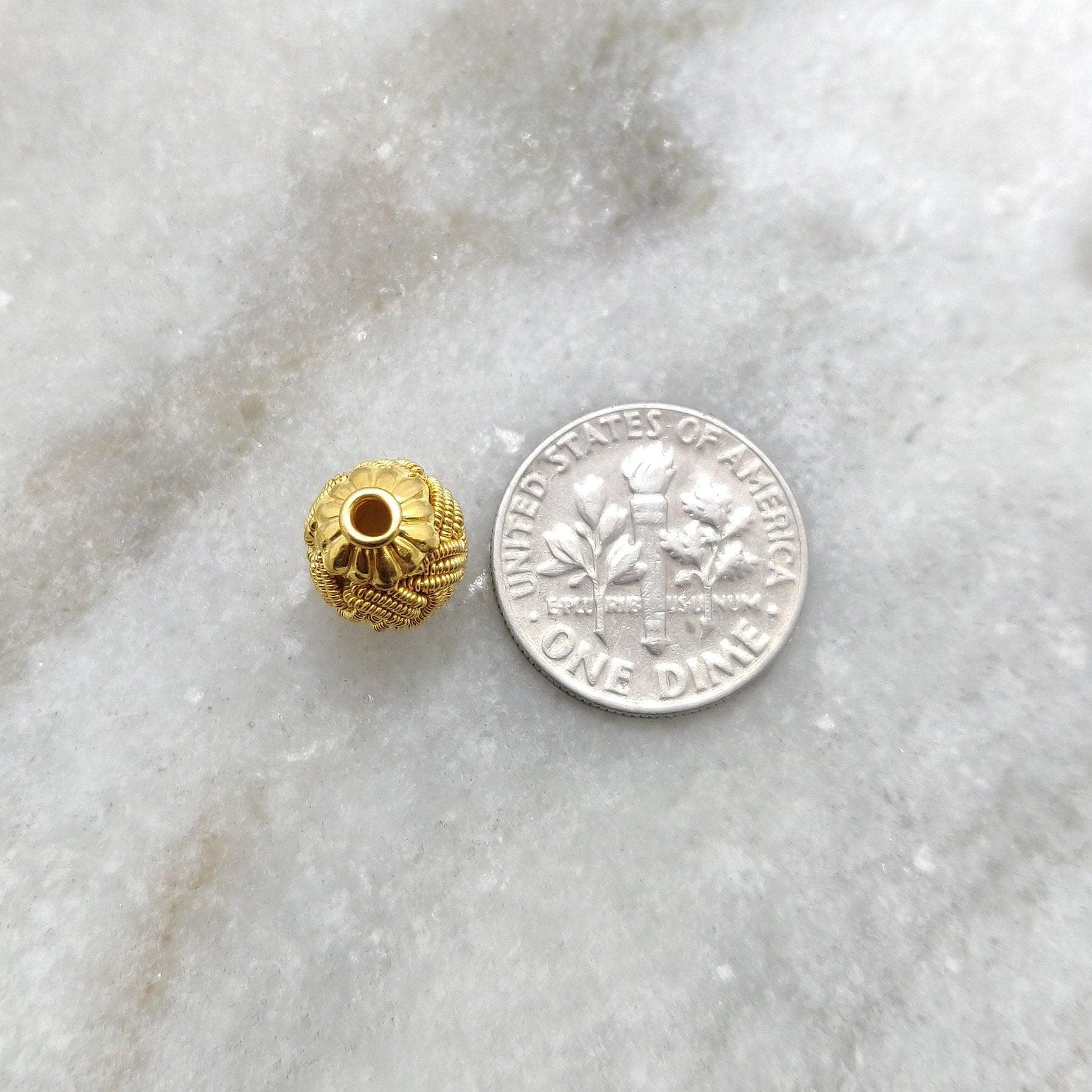 18k Yellow Gold Knotted Oval Spacer Beads 12x8.5mm - Kanika Creations