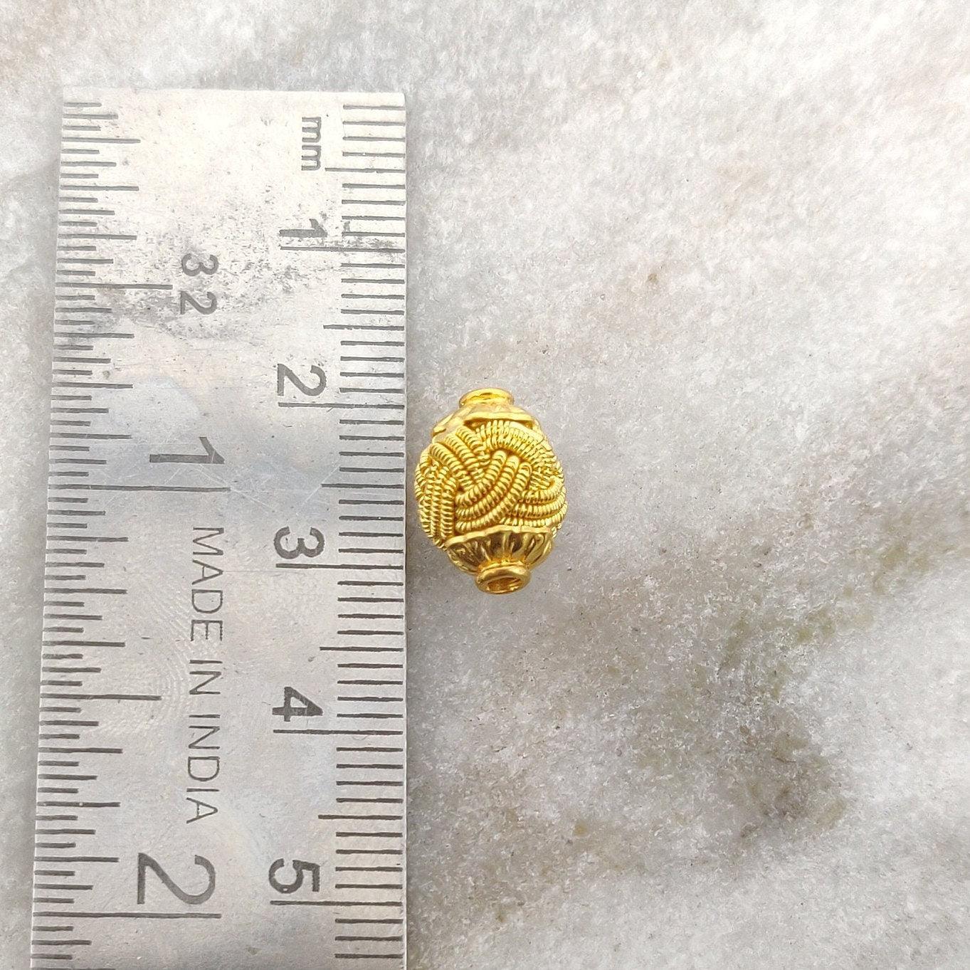 18k Yellow Gold Knotted Oval Spacer Beads 12x8.5mm - Kanika Creations