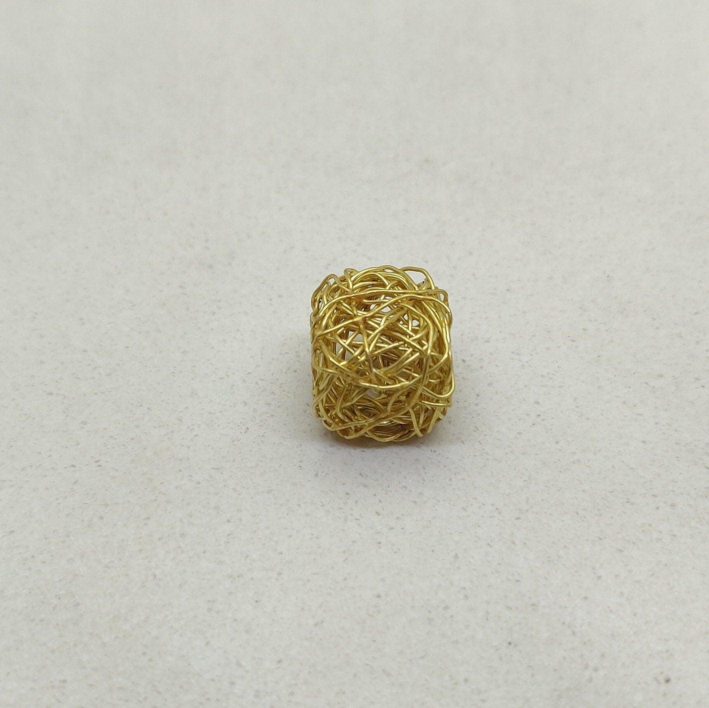18k Gold Wire Wrapped Cube Spacer Beads Finding Supplies - Kanika Creations