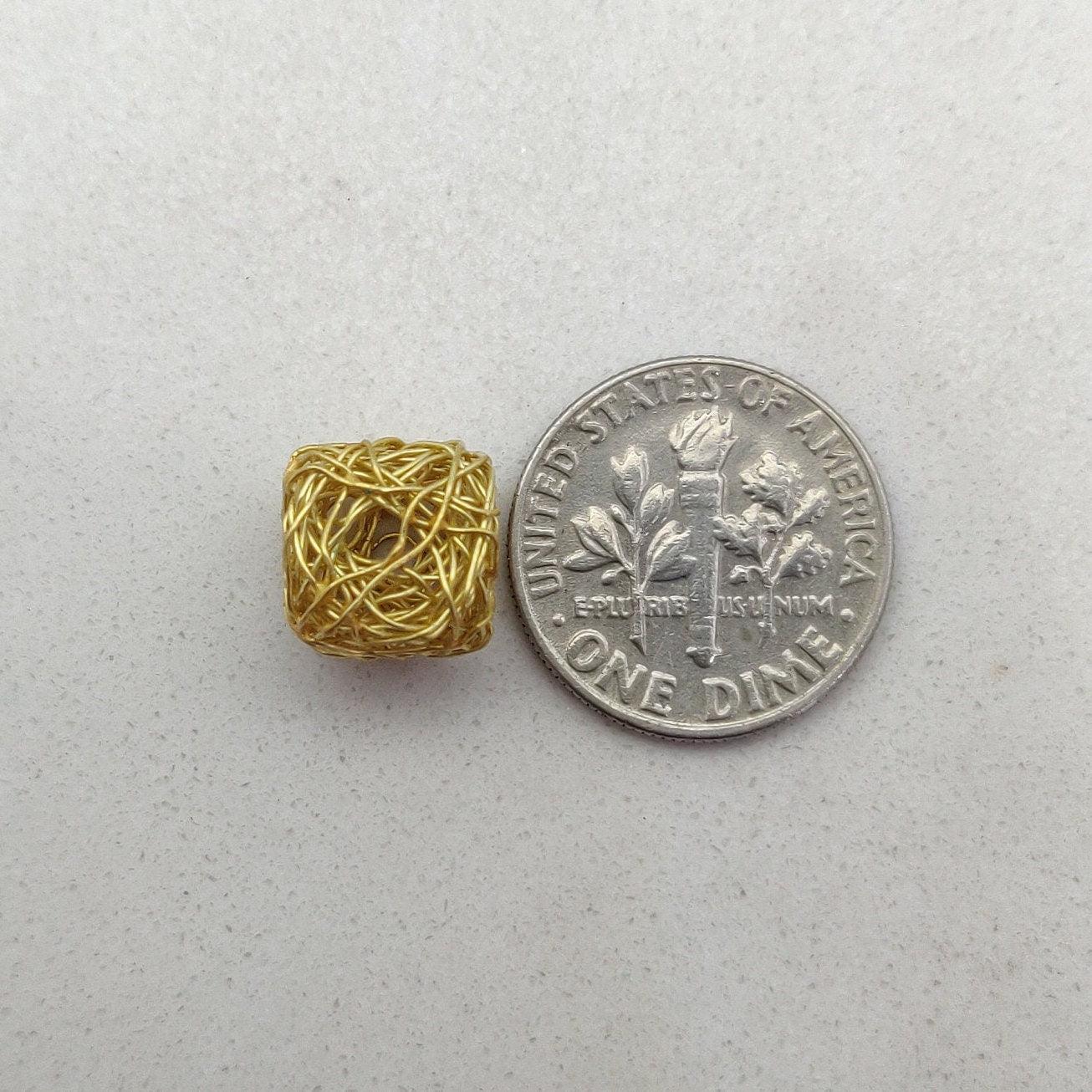 18k Gold Wire Wrapped Cube Spacer Beads Finding Supplies - Kanika Creations