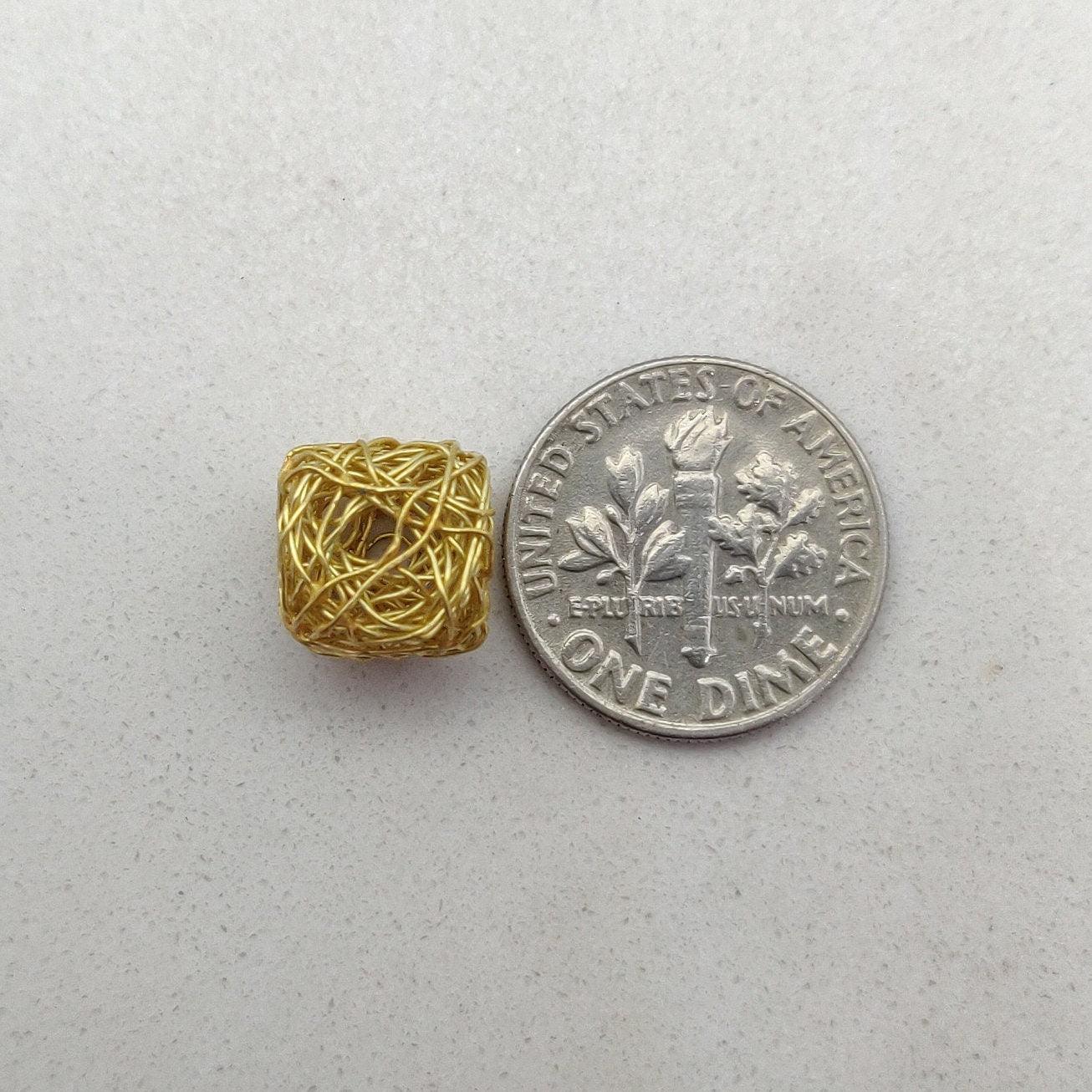 18k Gold Wire Wrapped Cube Spacer Beads Finding Supplies - Kanika Creations