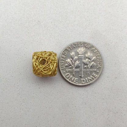 18k Gold Wire Wrapped Cube Spacer Beads Finding Supplies - Kanika Creations