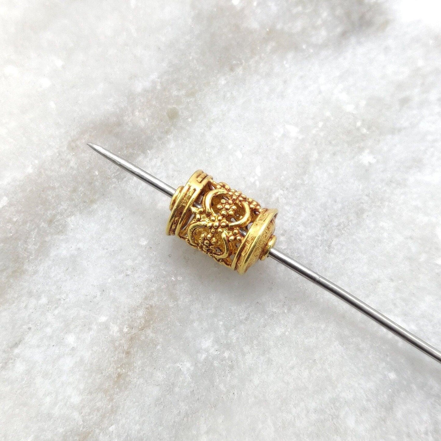 18k Solid Yellow Gold Tube Spacer Beads 8x13mm - Kanika Creations
