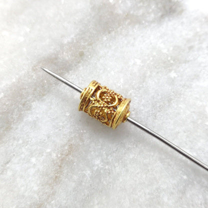 18k Solid Yellow Gold Tube Spacer Beads 8x13mm - Kanika Creations