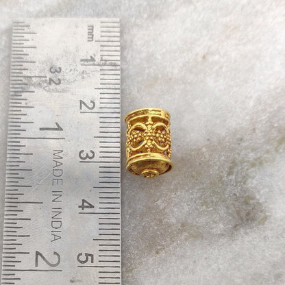 18k Solid Yellow Gold Tube Spacer Beads 8x13mm - Kanika Creations