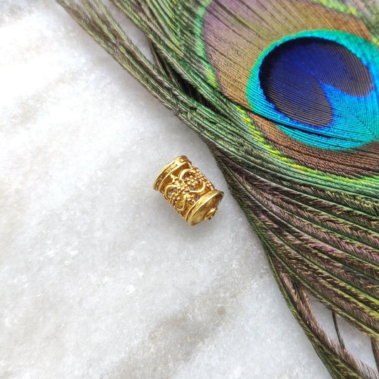 18k Solid Yellow Gold Tube Spacer Beads 8x13mm - Kanika Creations