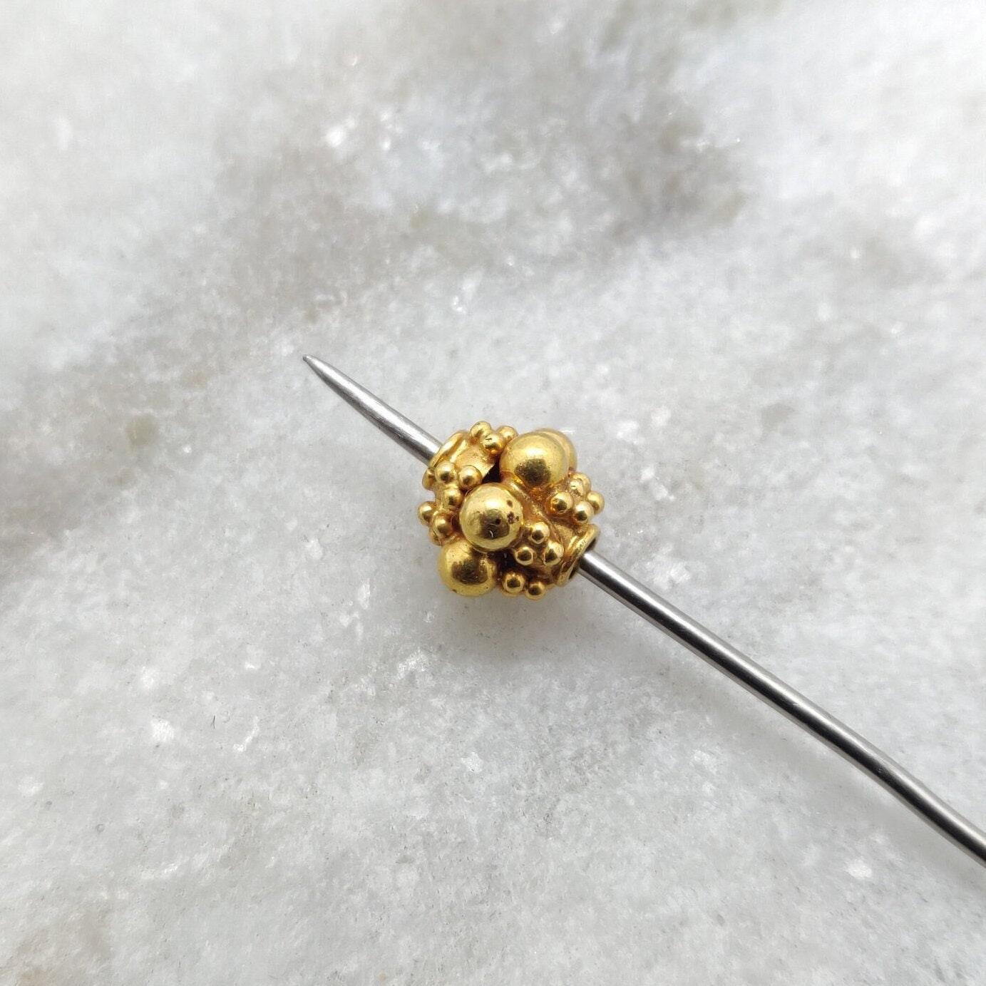 18k Solid Yellow Gold Fancy Floral Spacer Beads 7mm - Kanika Creations