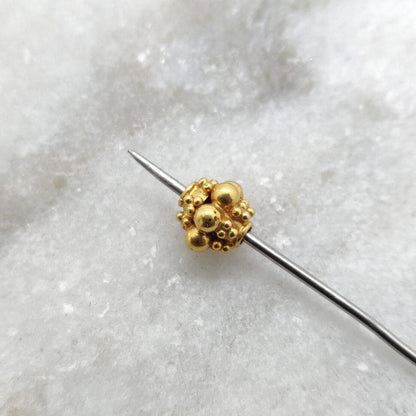18k Solid Yellow Gold Fancy Floral Spacer Beads 7mm - Kanika Creations