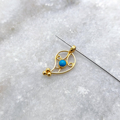 18k Solid Yellow Gold Fancy Charm Pendant 16x8 mm - Kanika Creations