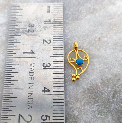 18k Solid Yellow Gold Fancy Charm Pendant 16x8 mm - Kanika Creations