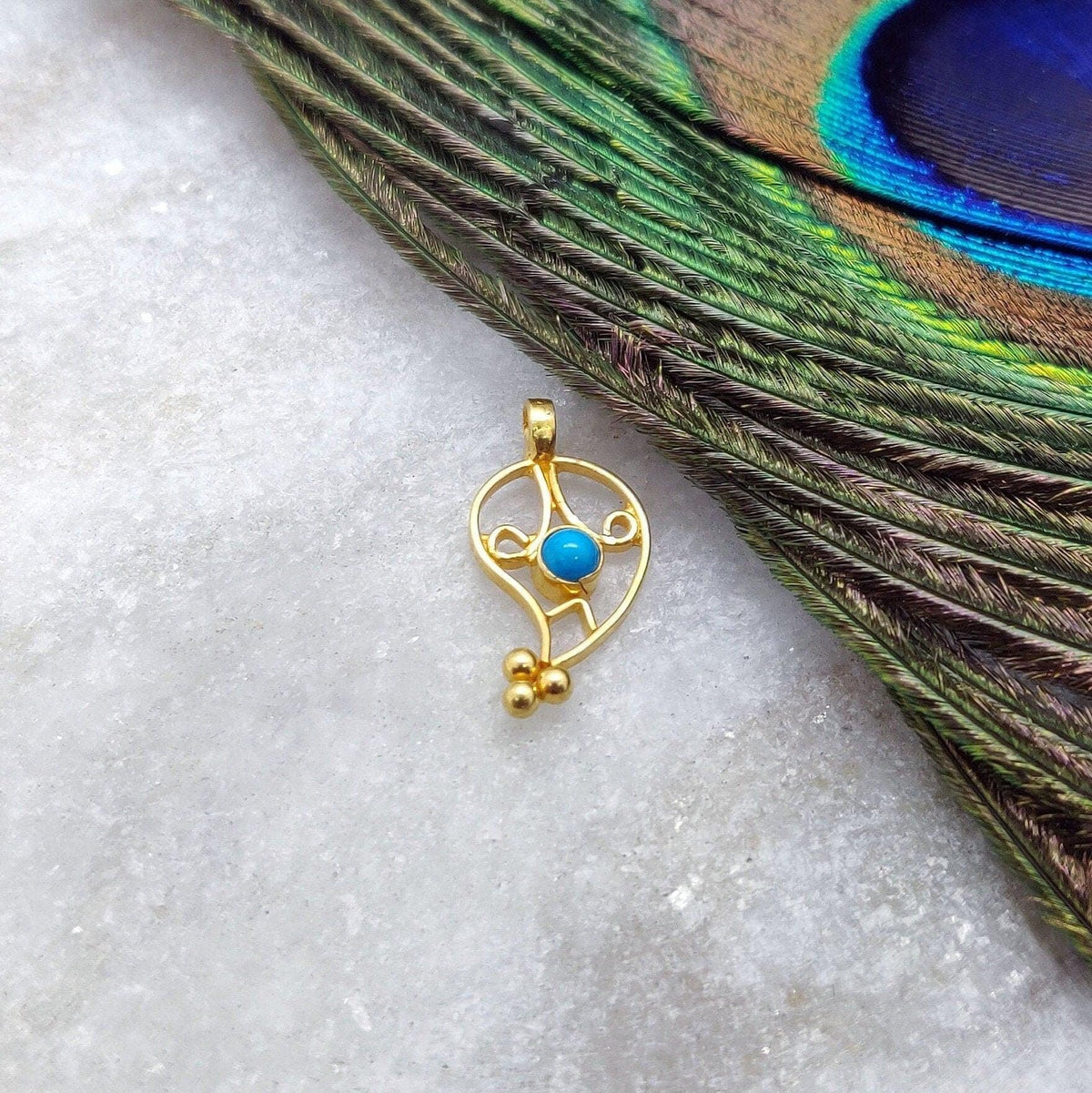 18k Solid Yellow Gold Fancy Charm Pendant 16x8 mm - Kanika Creations