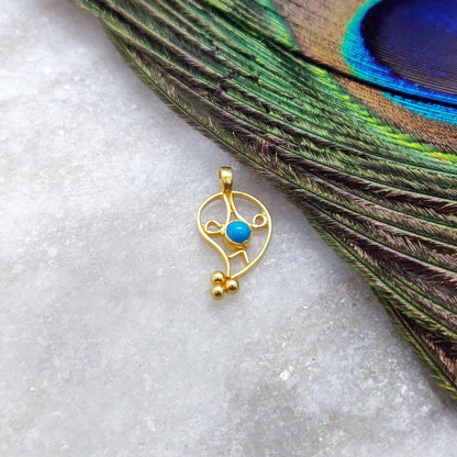 18k Solid Yellow Gold Fancy Charm Pendant 16x8 mm - Kanika Creations