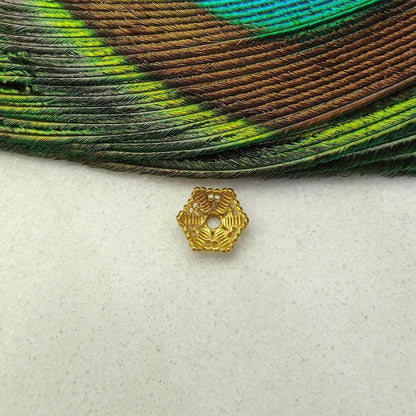 18k Solid Yellow Gold Hexagon Spacer Beads 6X3 mm - Kanika Creations