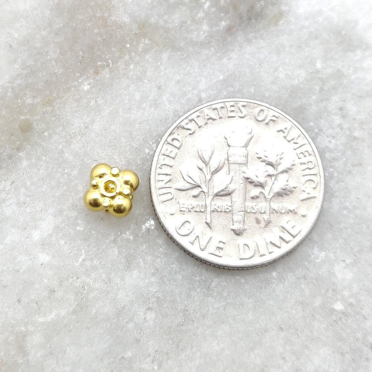 18K Solid Yellow Gold Wheel Spacer Beads 3x5mm - Kanika Creations
