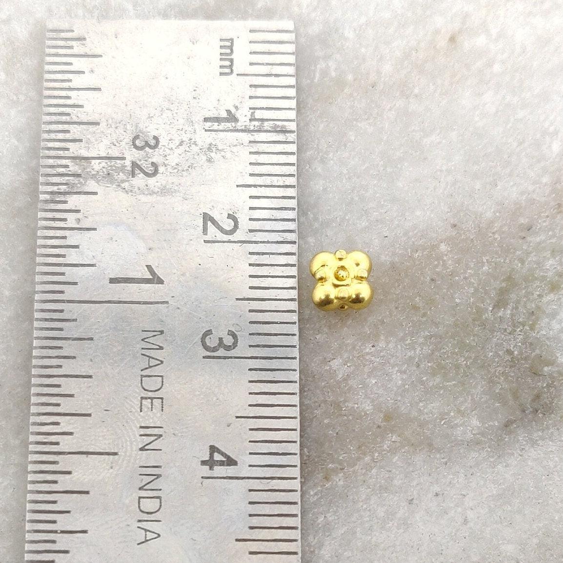 18K Solid Yellow Gold Wheel Spacer Beads 3x5mm - Kanika Creations