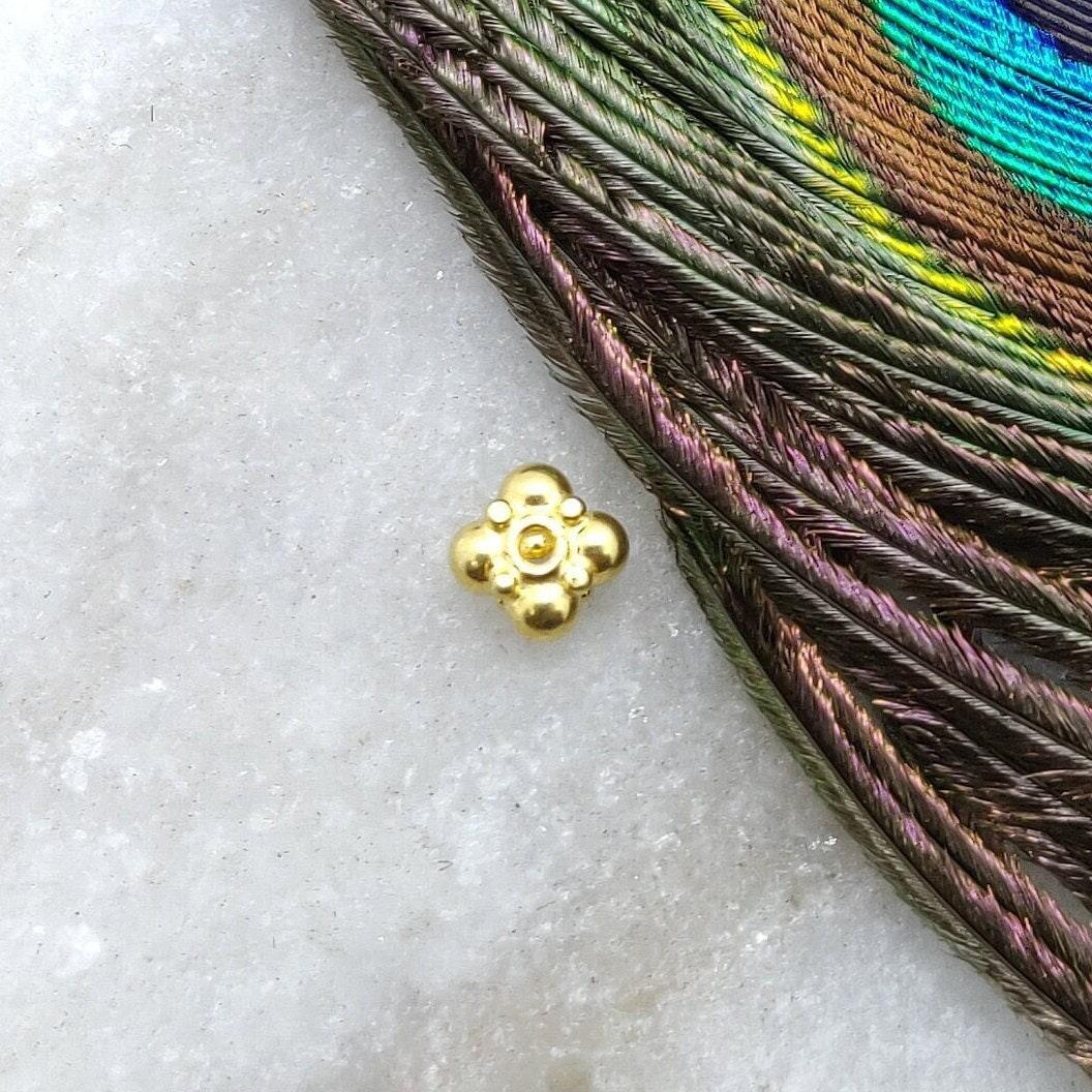 18K Solid Yellow Gold Wheel Spacer Beads 3x5mm - Kanika Creations