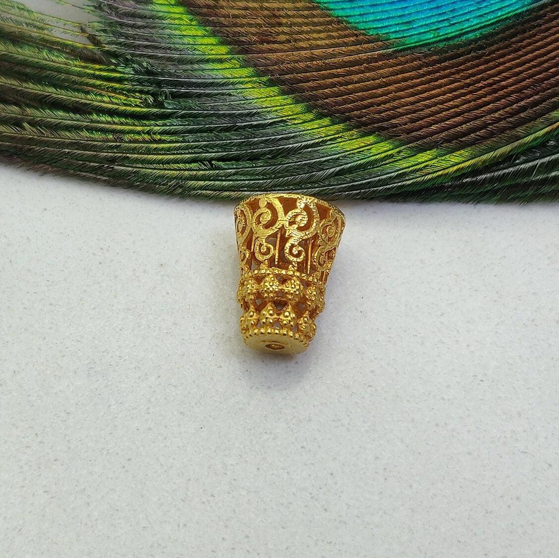 18k Solid Yellow Gold Fancy Spacer Beads - Kanika Creations