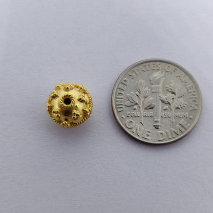 18k Solid Yellow Gold Ball Spacer Beads - Kanika Creations
