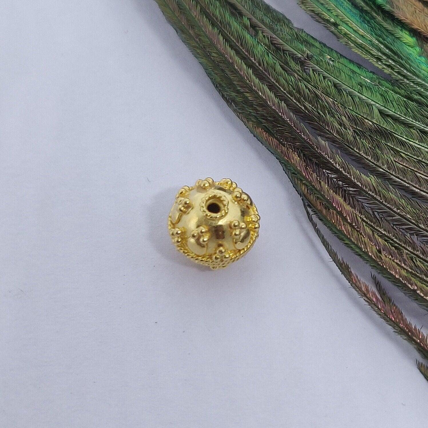 18k Solid Yellow Gold Ball Spacer Beads - Kanika Creations