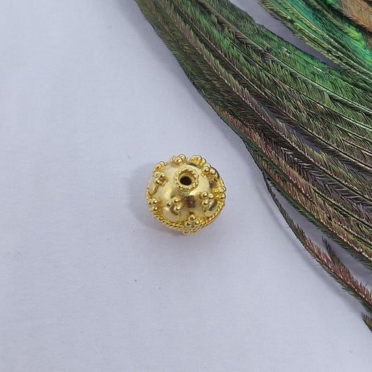 18k Solid Yellow Gold Ball Spacer Beads - Kanika Creations