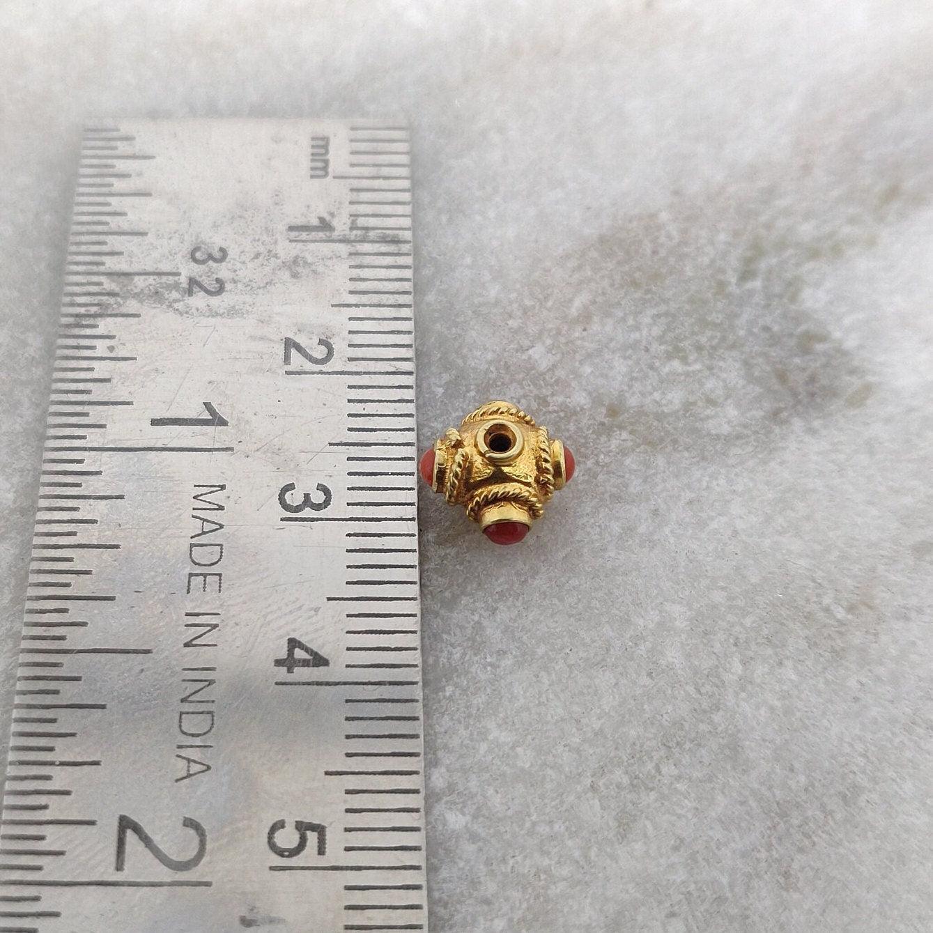 5mm 18k Solid Yellow Gold Coral Spacer Beads - Kanika Creations