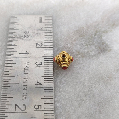 5mm 18k Solid Yellow Gold Coral Spacer Beads - Kanika Creations
